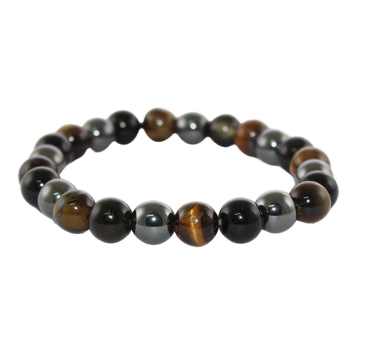 Hematite, Tiger Eye & Obsidian Beads Bracelets - 8 mm