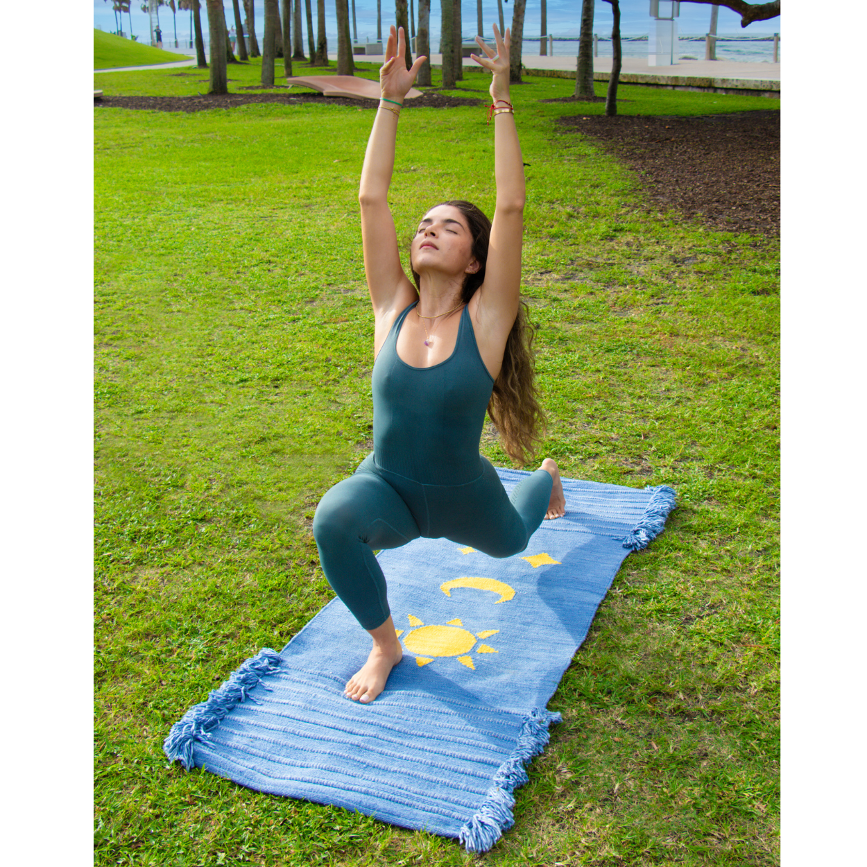 Sun, Moon and Stars Yoga Meditation Mat - Indigo by Namaste Lotus