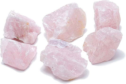 1 lb Bulk of Natural Raw Rose Quartz Stones with Carry-On Crafted Fabric Bag for Wicca, Reiki & Crystal Healing