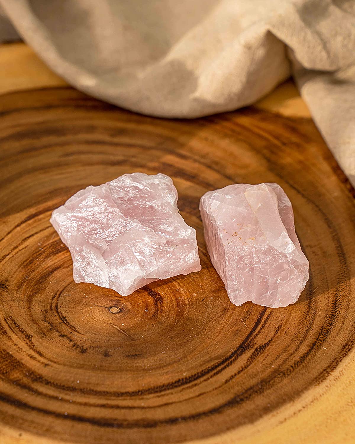 1 lb Bulk of Natural Raw Rose Quartz Stones with Carry-On Crafted Fabric Bag for Wicca, Reiki & Crystal Healing