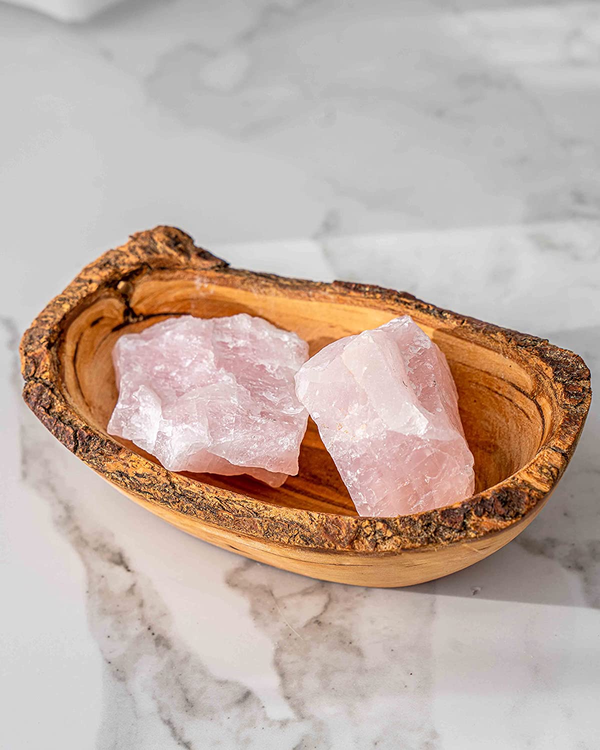1 lb Bulk of Natural Raw Rose Quartz Stones with Carry-On Crafted Fabric Bag for Wicca, Reiki & Crystal Healing