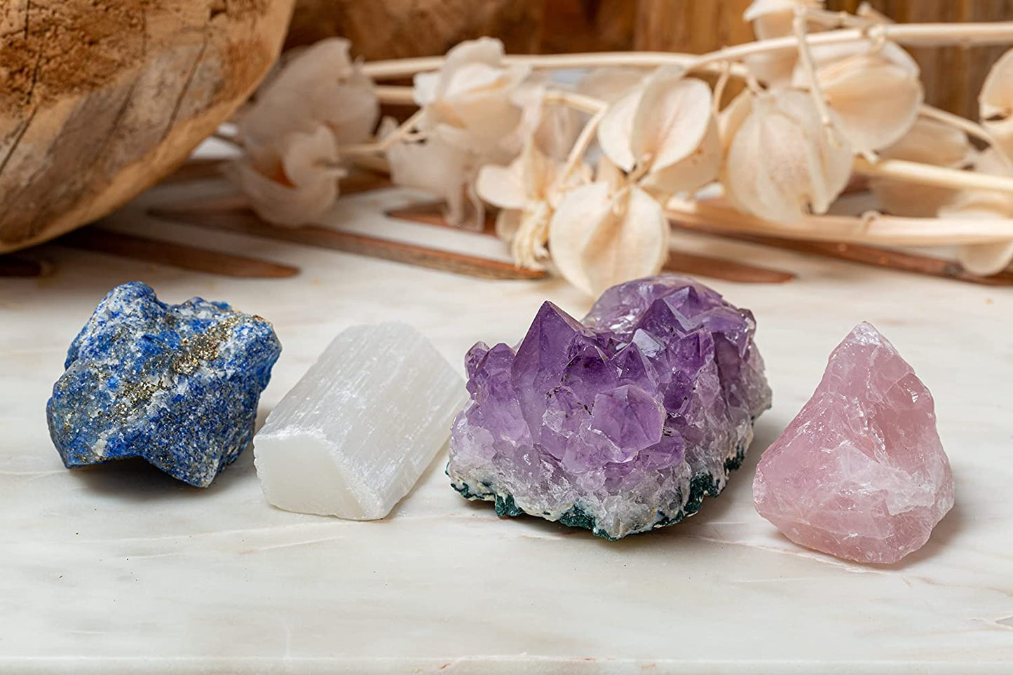 1 lb Bulk of Natural Raw Rose Quartz Stones with Carry-On Crafted Fabric Bag for Wicca, Reiki & Crystal Healing