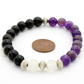 Amethyst, Black Tiger Eye & Selenite Beads Bracelet - 8 mm