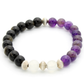 Amethyst, Black Tiger Eye & Selenite Beads Bracelet - 8 mm