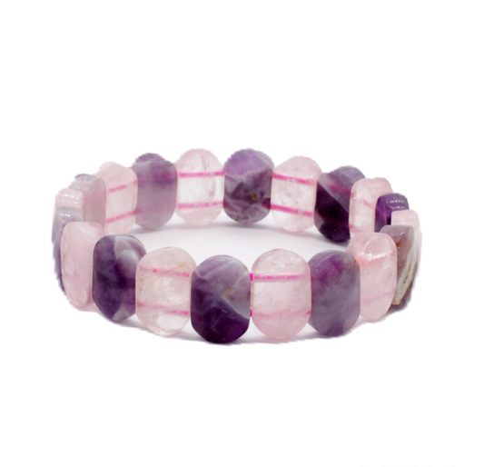 Amethyst & Rose Quartz Faceleted Bracelet